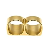 zweifingerringe 1. COOLE DESIGN: Persönlichkeit Doppel-Fingerring Hip Hop Vergoldeter Ring - Vervielfachen Sie Ihren Charme und erregen Sie die Aufmerksamkeit an Halloween oder bei jeder Gelegenheit.