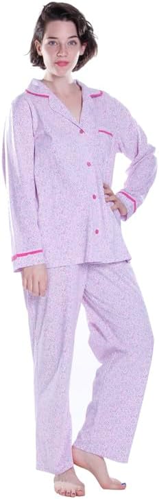 LA CERA Women's Floral Printed Pajama Set, V-Neckline, Long Sleeve, Button Front, Machine Wash