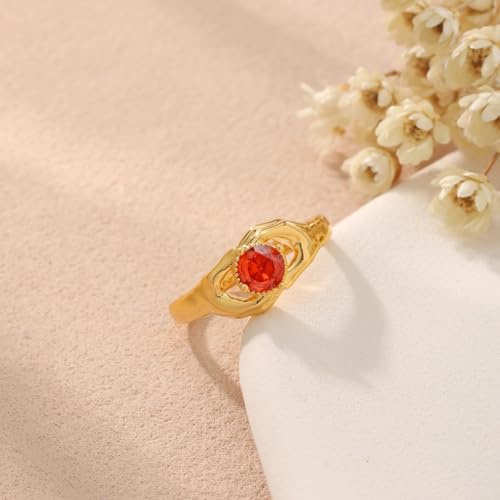 Bague cadeau d'anniversaire sincère avec zircon rouge - 5