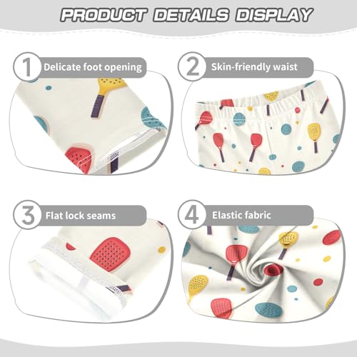 Boccsty Pickleball Colorful Cartoon Girls Leggings Kids Yoga Pants Dance Active Tights 4T3