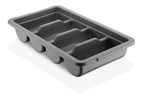 Gastroplast Cutlery Box Tray with 4 Compartments - Grey Polypropylene BPA-Free