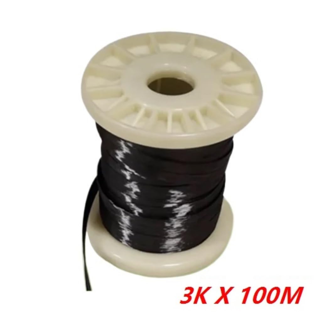 Hilo de filamento de Fibra de Carbono Continuo de 3K X 100M, Cinta de Hilo de filamento de 3500MPa, Remolque de Fibra de Carbono Negro de Alto módulo