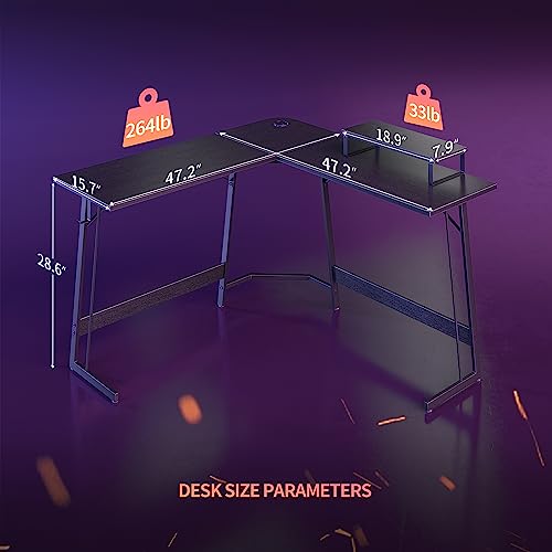 L Shaped Gaming Desk for Home Office, Black