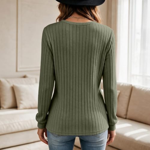 Women's Sweaters V Neck Knit Pullover Slim Fit Trendy Fall Sweater Tops - image 6