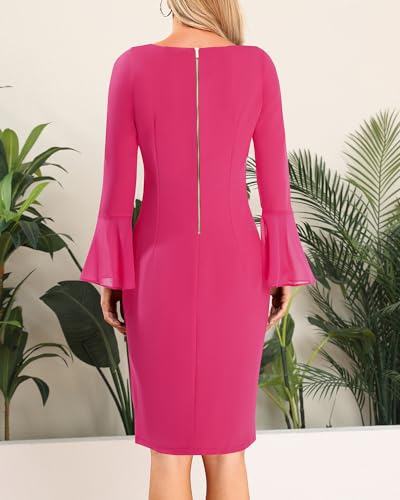 Pinup Fashion Work Dresses for Women Business Long Sleeve Fall Bodycon Pencil Knee Length Sheath Elegant Dress2