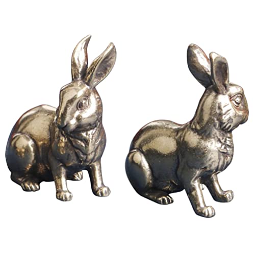 YARNOW 2 個真鍮茶ペットヴィンテージウサギの置物 2023 レトロバニー彫像中国アンティークウサギの装飾品干支ウサギ 彫刻家の装飾のため