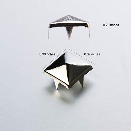 Beautyflier® 100Pcs 10Mm Square Pyramid Studs Silver 4 Prongs Nailhead Spikes Punk Rivets For Diy Leathercraft Clothes Belt Bag Shoes Jewelry Decoration #TOP3