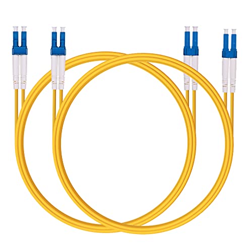 Image of 2 Pack OS2 LC to LC Fiber Patch Cable, 1.5m Single Mode SFP Fiber Jumper, Duplex LC-LC 9 /125um, LSZH, 5ft, for 1G /10G SMF SFP Transceiver, Router, Networks and More, Available 0.2m - 100m