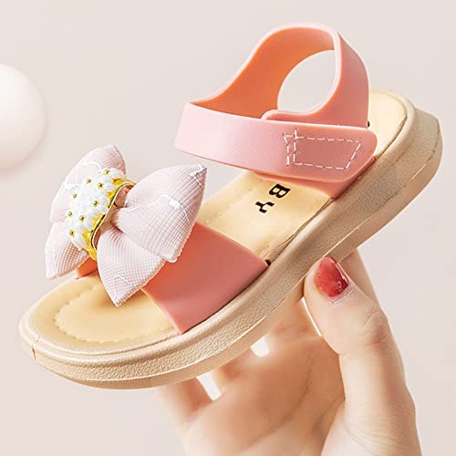 Toddler Girls Open Toe Bowknot Sandals Summer Flat Wide Shoes Toddler Kids Stylish Beach Flats Girls Slippers3