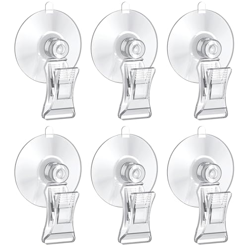 Pawfly 6 ventosas para acuario con clips, clips de ventosa para acuario, plástico transparente, herramienta de alimentación de peces, hoja de plantas, clips de algas, soporte para alimentación de