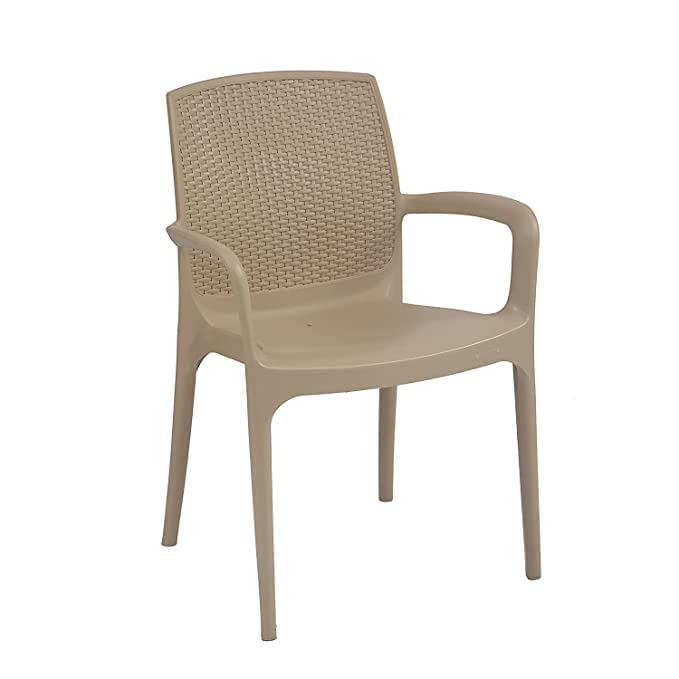 Image of Supreme Texas Heavy Duty Armrest Plastic Chair for Home, Garden, Office, Indoor /Outdoor Use(Color: Dark Beige; Qnt: 2 Pc.)
