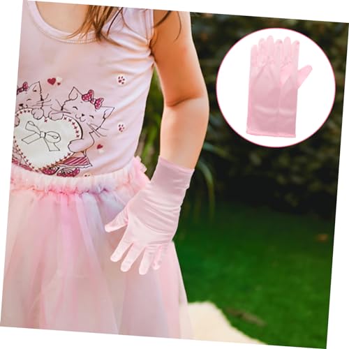 FRCOLOR 3Pairs Decorative Dress Gloves Stylish Pink Gloves for Parties Princess Costumes and Special Occasions4