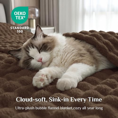 Image of BEDELITE Chocolate Brown 3D Fleece Bubble Twin Blanket for Bed, 60x80 Inch | Fluffy Throw Blanket for Couch Sofa Dorm Room Decor, Luxury Soft Warm Cozy Plush Fuzzy blankets Gift for Women, College Girls