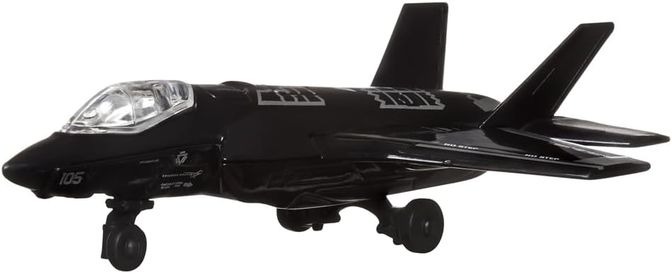 Matchbox Collectible Die-Cast Metal Sky Busters Inspired by Lockheed Martin F-35 Lightning Jet - HVM40 ~ Black and Silver Stealth Combat Fighter Jet Airplane ~ Includes Playmat