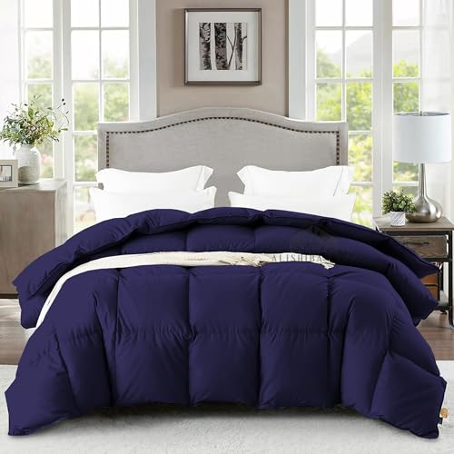 Image of Heavy Winter Comforter Double Bed Size 90 inchX100 inch | 600 GSM Fill for Winter Comforter /Rajai /Duvet /Blanket Hotel Luxury Soft Fluffy Double Bed - Navy Blue Color