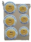 Anstecker BARRIEREFREIHEIT HILFT ALLEN. Mit Smiley. Für die Forderung nach besserer Gestaltung des allgemeinen Lebensumfeldes. Inklusion einfordern. Ansteckbuttons mit Nadel (6 x 37 mm)