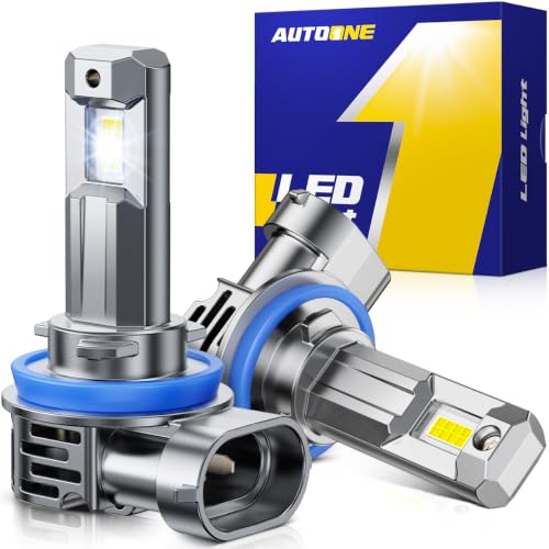 AUTOONE H11 Led Bulbs, 60000LM 6000K Cool White, 1200% Brightness
