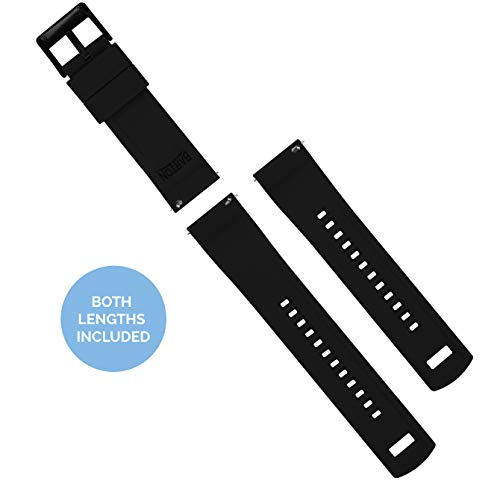 Barton Watch Bands Elite Silicone Watch Bands - Black Buckle Quick Release, Black & Black Pvd Buckle, 22Mm #TOP3