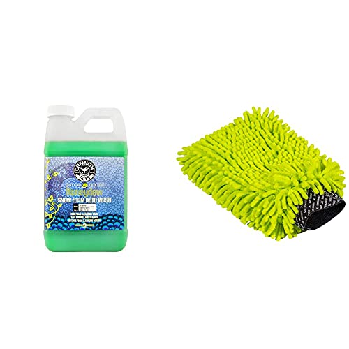 Chemical Guys CWS_110_64 Honeydew Snow Foam Car Wash Soap (Works with Foam Cannonswith Chemical Guys Chenille Premium Scratch-Free Microfiber Wash Mitt,, MIC493, Lime Green