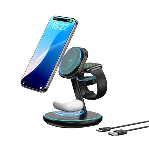 3-in-1 Charging Station, 2X Faster 15W Wireless Charging Station ...