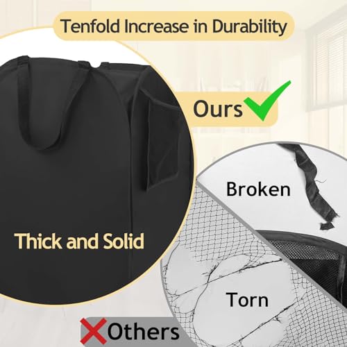 Image of Upgraded Pop-up Laundry Hamper 2 Pack, 70L(18.5 Gal) Laundry Basket with Thickened 600D Oxford Fabric,2.4X Denser Mesh Side Pocket, 0.2mm Added Thickness Steel Frame, Easy to Open and Fold for Storage