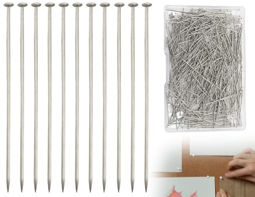 KAPSING 500 Alfileres con Cabeza de Acero Inoxidable, Alfileres de Metal, Alfileres con Cabeza, Alfiler de Costura de satén Fino de 26 mm de Largo, Alfileres Rectos, Alfiler de Perlas para Manualidade