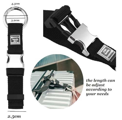 Image of 2PCS Heavy Duty Add a Bag Luggage Strap Jacket Gripper,Carry-on Baggage Suitcase Straps Belts Travel Accessories (Black)
