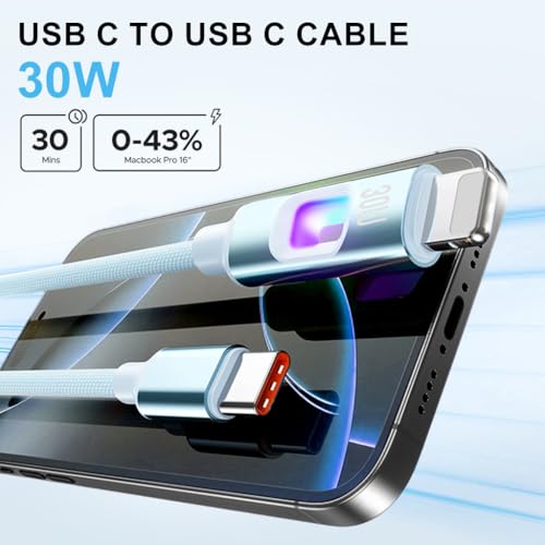 Image of Verilux PD 30W Type C to Lighting Cable with Breathing Light, 5.9Ft /1.8M Lighting Cable Nylon Braid with 480Mbps Data Sync for iPhone 14 /13 /12 /11 Pro Max X XS XR 8 /7 /6s Plus SE, Blue