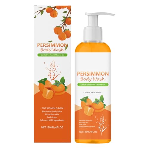 Simple Gel de Lavado, Jabón de Caqui para Olor Personas, Gel de Ducha de Caqui, Jabón Olor Corporal, Aceite de Extracto de Caqui, Gel de Ducha Natural para Mujeres, 120 ml Cuidado de Lidrand (Naranja