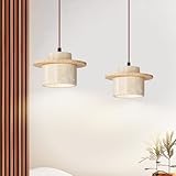JIANTLAIUS 2PCS Japanese Wabi Sabi Natural Stone Pendant Light Nordic Yellow Travertine Pendant Lamp for Kitchen Island,Mid-Century Wood Chandelier for Dining,Bedside,Entryway,Cafe,Restaurant
