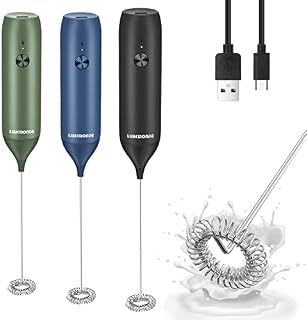 Rechargeable Milk Frother Whisk Handheld with USB-C Cable, Milk Frother Electric with S/S Whisk, 14000RPM Electric Whisk/Coffee Frother for Latte, Matcha, Protein Powder, Hot Chocolate (Black)