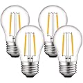 LUXRITE 4W Vintage A15 LED Bulb Dimmable, 400 Lumens, 2700K Warm White, E26 LED Edison Bulb 40W Equivalent, Clear Glass Filament Light Bulbs, Damp Rated, UL Listed (4 Pack)