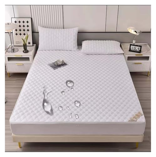 Protector de colchón Impermeable con Cremallera 70/90/180/190/200 para niños, Mujeres y Embarazadas, Protector extraíble, cubrecolchón Acolchado Grueso(Blanco,90x190+25cm)