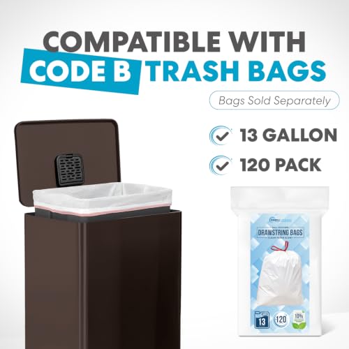 Image of Simpli-Magic 50 Liter / 13.2 Gallon Soft-Close, Smudge Resistant Trash Can with Foot Pedal and Built in Filter- Brown