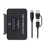 Xiwai Carcasa USB 3.0 USB-C a NVME dual tipo C M-Key M.2 NGFF y SATA SSD de 2.5 pulgadas, carcasa PCBA externa vertical