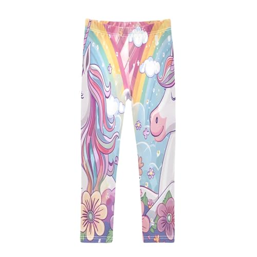 Toddler Girls Leggings Printed Yoga Pants Leggings Unicorn and Flowers Clouds for Kids