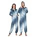 Yuiboo Blue White Tie DyeAdults One Piecing Pajamas for Man Women Funny Hooded Costume