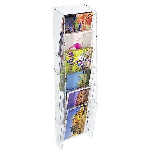 Espositore porta cartoline da parete in plexiglass trasparente a 6 tasche