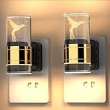 LEDナイトライト、調光可能なナイトライトは、3色温度のウォールライトに差し込み、180°回転するプラグインナイトライト、ベッドルーム、バスルーム、リビングルーム用のライトセンサー付き (2個パック、ハチドリスタイル)