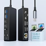 station d'accueil surface pro 3 amazon Station d'accueil USB 4 polyvalente 12 en 1 : la station d'accueil Surface Pro dispose de la technologie de connexion USB C et jusqu'à 12 ports, ce qui vous permet de connecter presque n'importe quel appareil à une station d'accueil pour rendre votre surface encore plus puissante. Équipement de hub de voyage Surface USB-C 12 en 1 avec double ports HDMI 4K @ 60 Hz, port VGA 1080P @ 60 Hz, port Gigabit RJ45, 2 ports USB C, 2 ports USB 3.0, carte micro SD SD/TF, alimentation 100 W CC.
