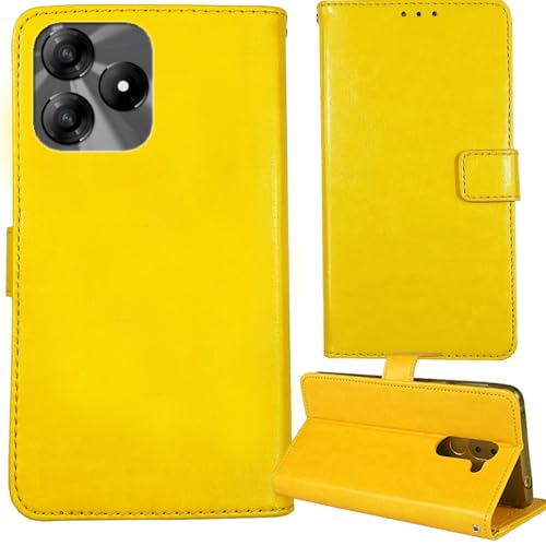 Tnviud Stand Premium Retro Business Flip Leather Case Protector Bumper for Spectra J1 PRO 6.56" Protection Phone Cover Skin Folio Book Card Slot Wallet Magnetic (Yellow)