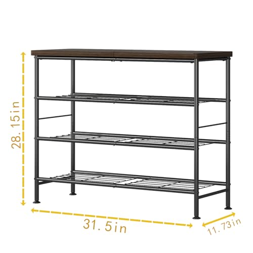 Image of SUOERNUO Shoe Rack Organizer 4 Tier for Closet Entryway Free Standing Metal Storage Shoe Shelf with MDF Top Board,Black