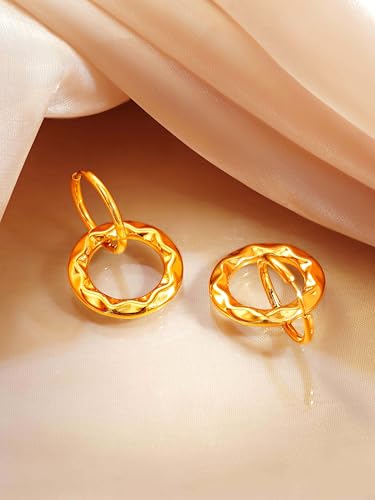 Image of 18K Gold Plated Statement Hoop Earrings for Women | Trendy Hoops Earrings | Waterproof and Anti Tarnish Jewellery | Rakhi Gift for Sister | Gifts for Women | 1 Year Warranty*