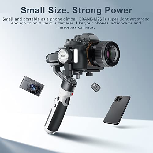 Zhiyun-Crane-M2S-Gimbal-Stabilizer-for-Mirrorless-Camera-Action-Camera-and-Smartphone-Upgrade-with-Integrated-Fill-LightCombo-with-Trendy-Bag