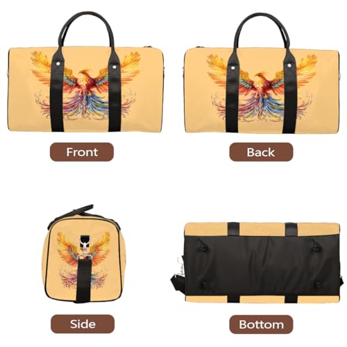Ethnic Colorful phoenix Travel Duffel Bag Sports Tote Gym Bag Waterproof Tear-Resistant Carry On Overnight Bag Foldable Weekender Bag for Gym Travel Getaway Beach Sports3