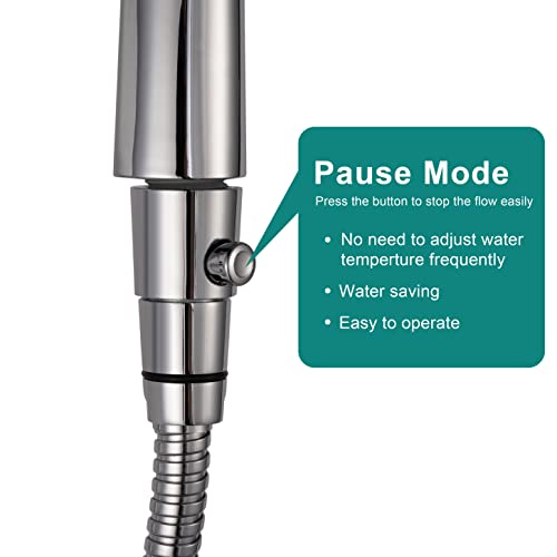 Goolifee Handheld Rv Shower Head With Hose And Shut Off Valve For Outdoor Camper,Travel Trailer,Motorhome 3 Mode High Pressure Showerhead Set Replacement With Adhesive Bracket,Hose Guide Ring,Chrome #TOP4