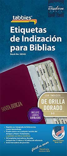 Tabbies Catholic Spanish Gold-Edged Bible Indexing Tabs, Old & New Testament Plus Catholic Books, 90 Tabs Including 71 Books & 19 Reference Tabs (58340)