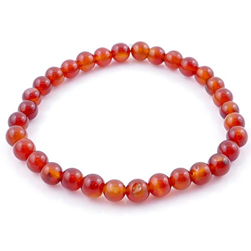 ARITZI  Pulsera elástica con Bolitas de Piedras Naturales con un diámetro de 6 mm - Carneola