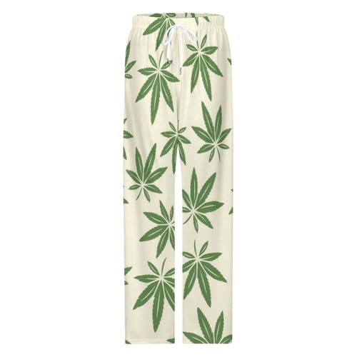 Pajama Pants for Mens Women Sweet Couple Home Lounge Bottoms Sleepwear Prensents Weed Pot Leaves4