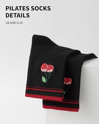 Image of Yawlsow Pilates Grip Socks for Women Yoga Grippy Socks Cute Barre Non Skid Athletic Crew Sticky Sock Workout Hospital